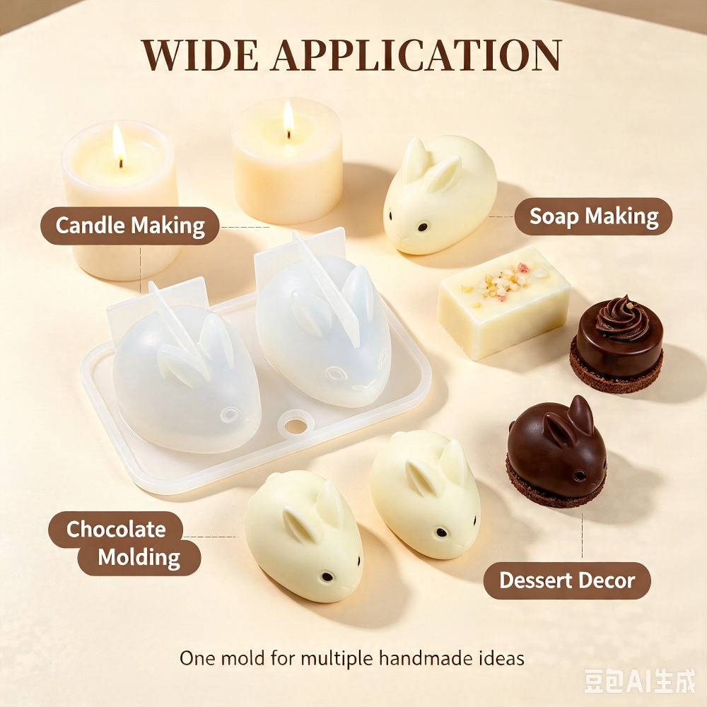 3D Mini Rabbit Silicone Mold F - Bunny Cake Mold 评论和价格