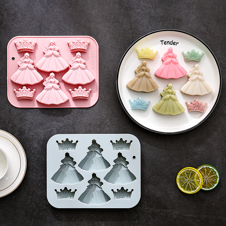 8-hole 3d Princess Dress Crown - Bunny Cake Mold 评论和价格
