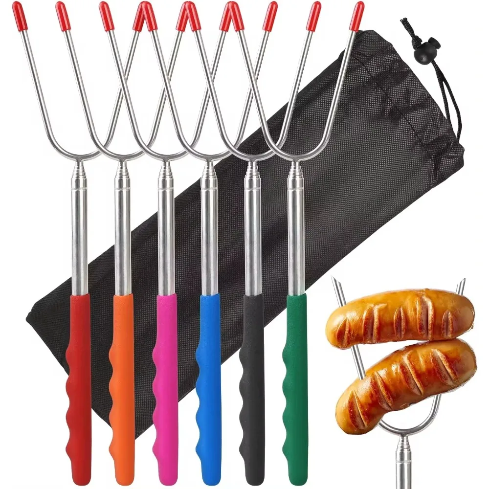 5/6/10pcs Telescopic BBQ Forks - Hot Dog Press 评论和价格